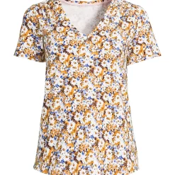 Women's Short Sleeve Lightweight Jersey Gathered Shoulder T-Shirt