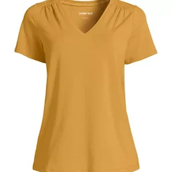 Women's Short Sleeve Lightweight Jersey Gathered Shoulder T-Shirt