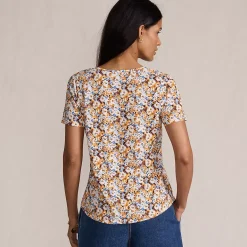 Women's Short Sleeve Lightweight Jersey Gathered Shoulder T-Shirt