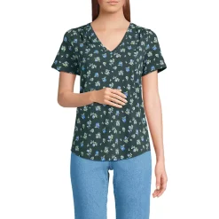Women's Short Sleeve Lightweight Jersey Gathered Shoulder T-Shirt
