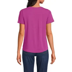 Women's Short Sleeve Lightweight Jersey Gathered Shoulder T-Shirt