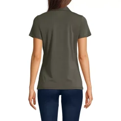 Women's Short Sleeve Lightweight Jersey Pintuck Open Collar Polo