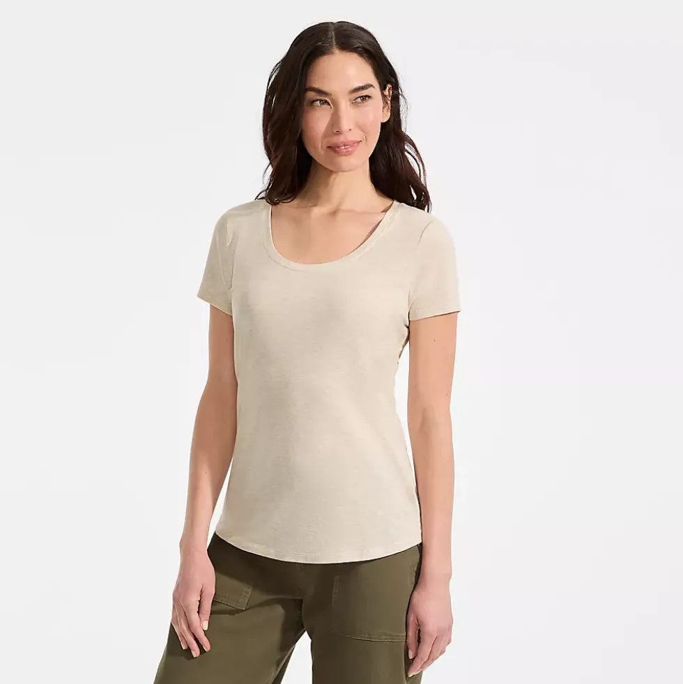 Women's Short Sleeve Lightweight Jersey Scoop Neck T-shirt