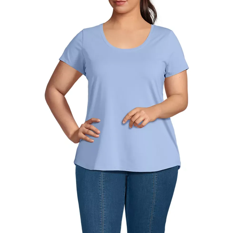 Women's Short Sleeve Lightweight Jersey Scoop Neck T-shirt