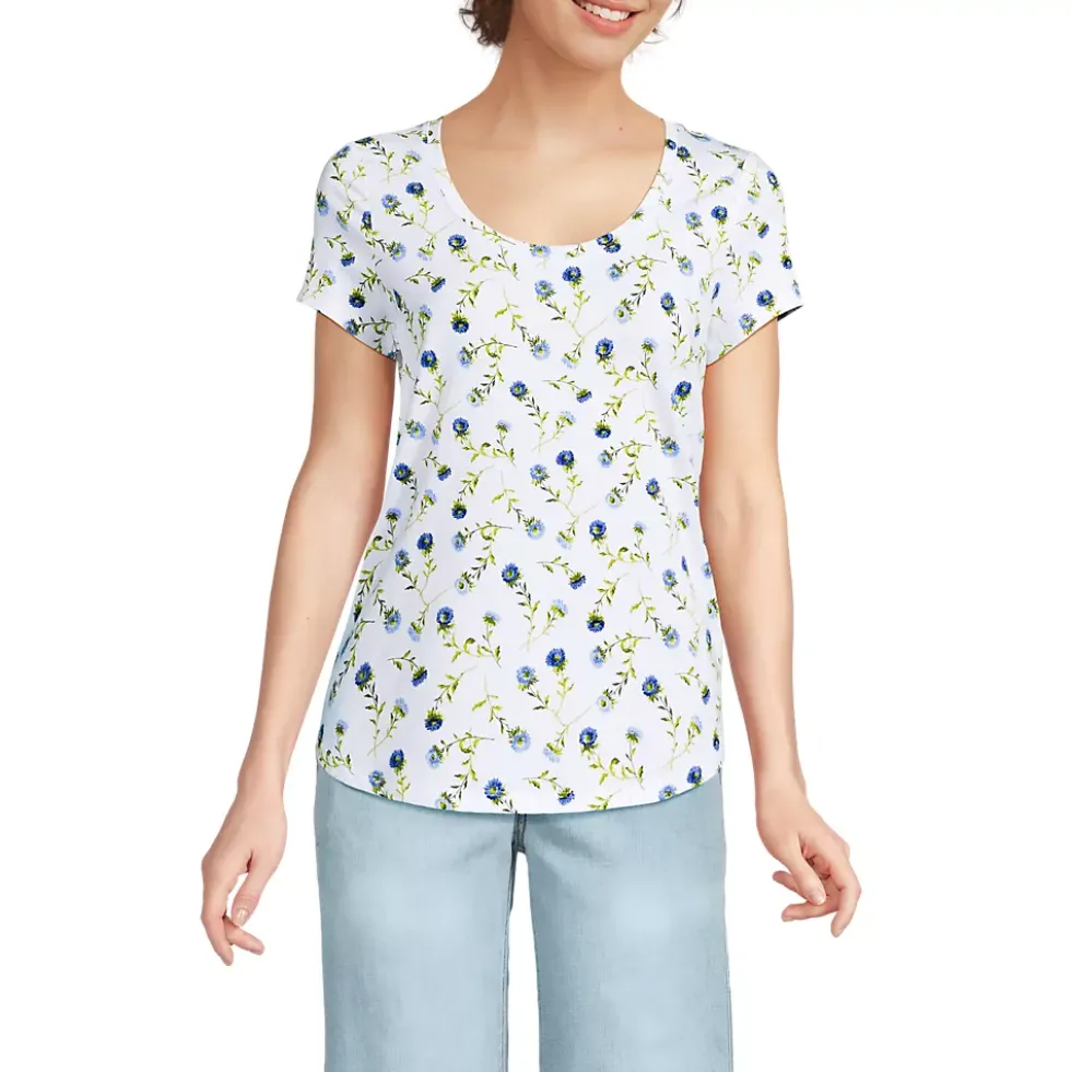 Women's Short Sleeve Lightweight Jersey Scoop Neck T-shirt