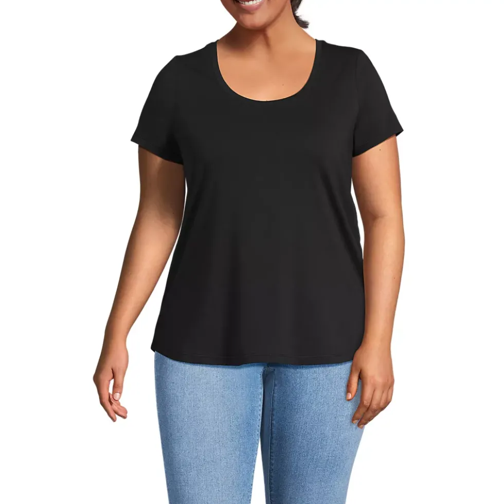 Women's Short Sleeve Lightweight Jersey Scoop Neck T-shirt