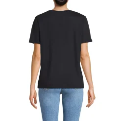 Women's Short Sleeve Linen Blend V-Neck Tee