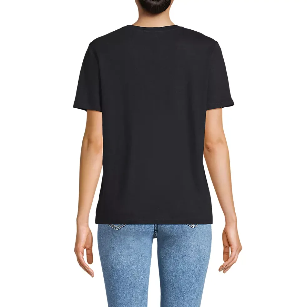Women's Short Sleeve Linen Blend V-Neck Tee