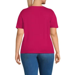 Women's Short Sleeve Linen Blend V-Neck Tee
