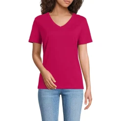 Women's Short Sleeve Linen Blend V-Neck Tee