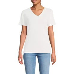 Women's Short Sleeve Linen Blend V-Neck Tee