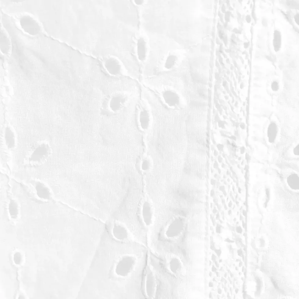 Women's Short Sleeve Mixed Media Eyelet Top