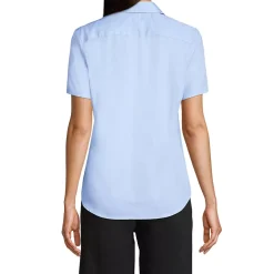 Women's Short Sleeve Peter Pan Collar Broadcloth Shirt