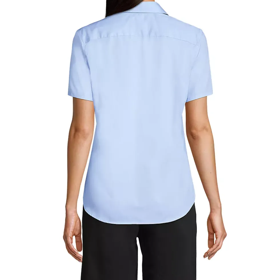Women's Short Sleeve Peter Pan Collar Broadcloth Shirt