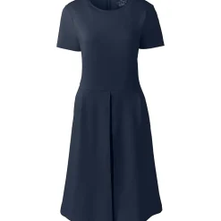 Women's Short Sleeve Ponte Dress Top of Knee