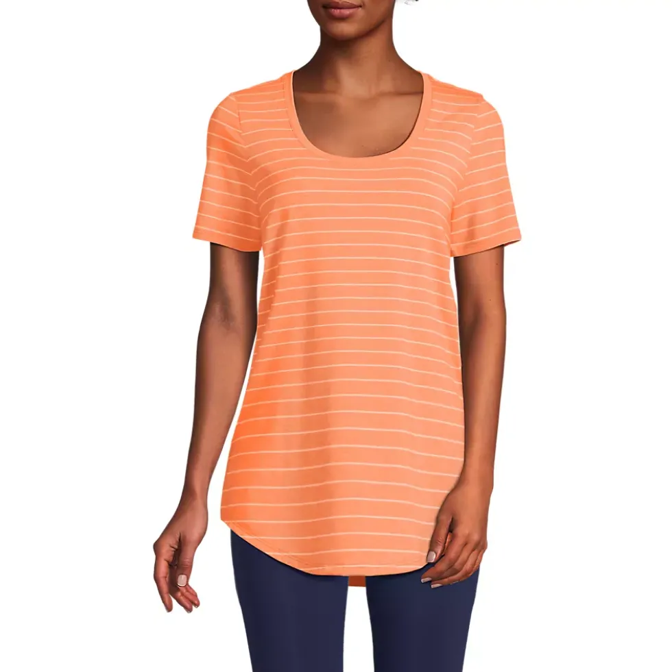Women's Short Sleeve Power Performance Scoop Neck Curved Hem Tunic Tee