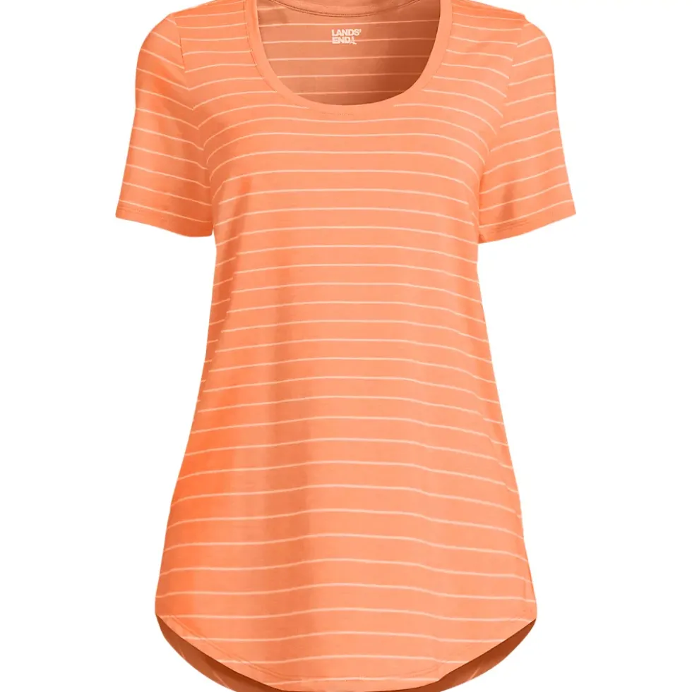 Women's Short Sleeve Power Performance Scoop Neck Curved Hem Tunic Tee