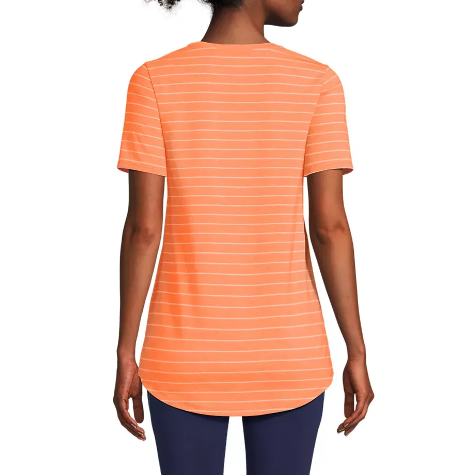Women's Short Sleeve Power Performance Scoop Neck Curved Hem Tunic Tee