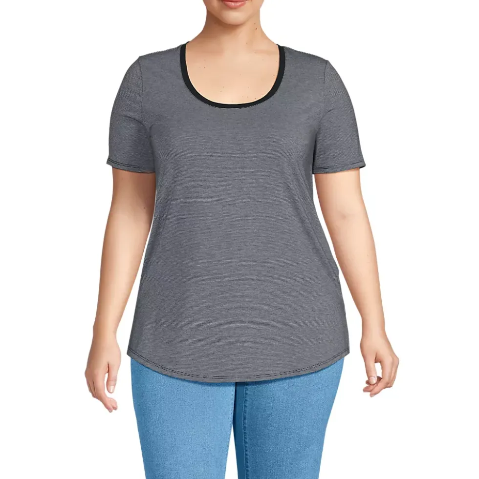 Women's Short Sleeve Power Performance Scoop Neck Curved Hem Tunic Tee