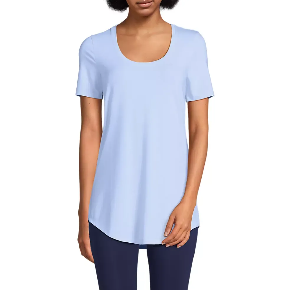 Women's Short Sleeve Power Performance Scoop Neck Curved Hem Tunic Tee