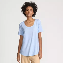 Women's Short Sleeve Power Performance Scoop Neck Curved Hem Tunic Tee