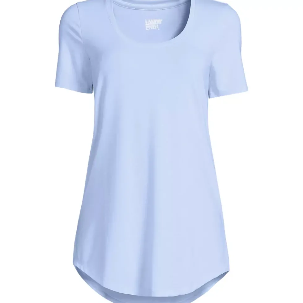 Women's Short Sleeve Power Performance Scoop Neck Curved Hem Tunic Tee
