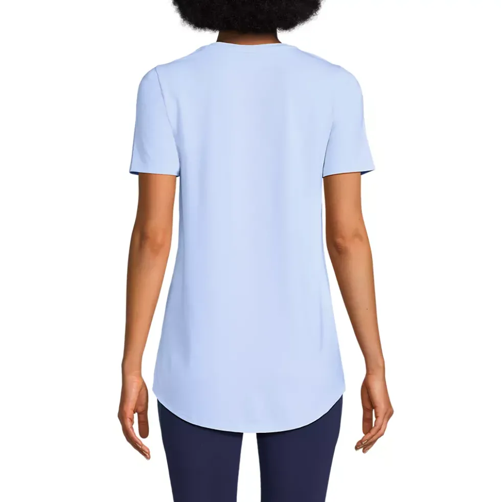 Women's Short Sleeve Power Performance Scoop Neck Curved Hem Tunic Tee
