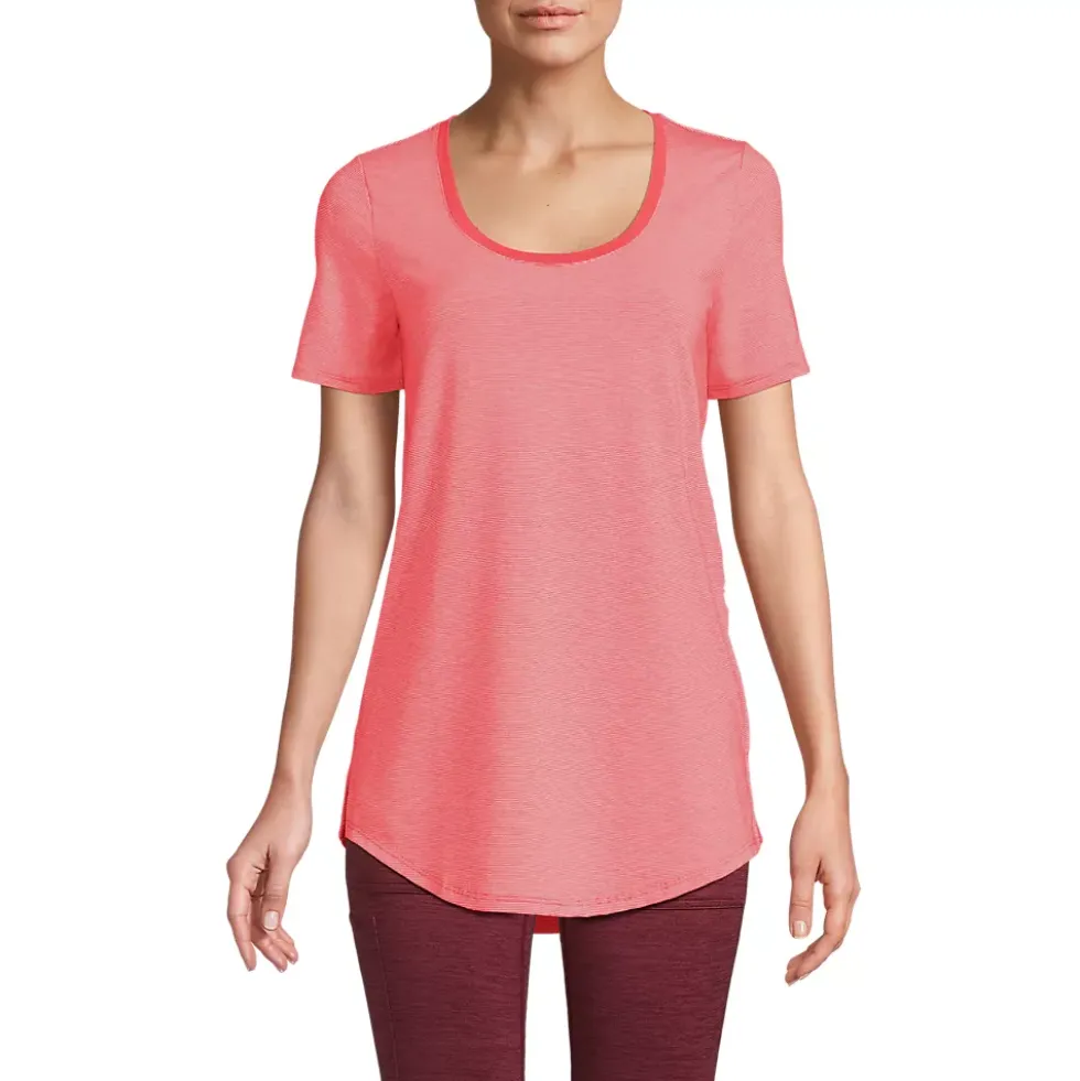 Women's Short Sleeve Power Performance Scoop Neck Curved Hem Tunic Tee