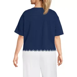 Women's Short Sleeve Slub Jersey Eyelet T-Shirt