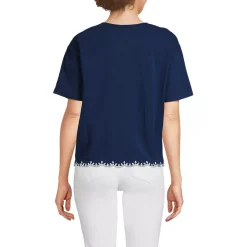 Women's Short Sleeve Slub Jersey Eyelet T-Shirt