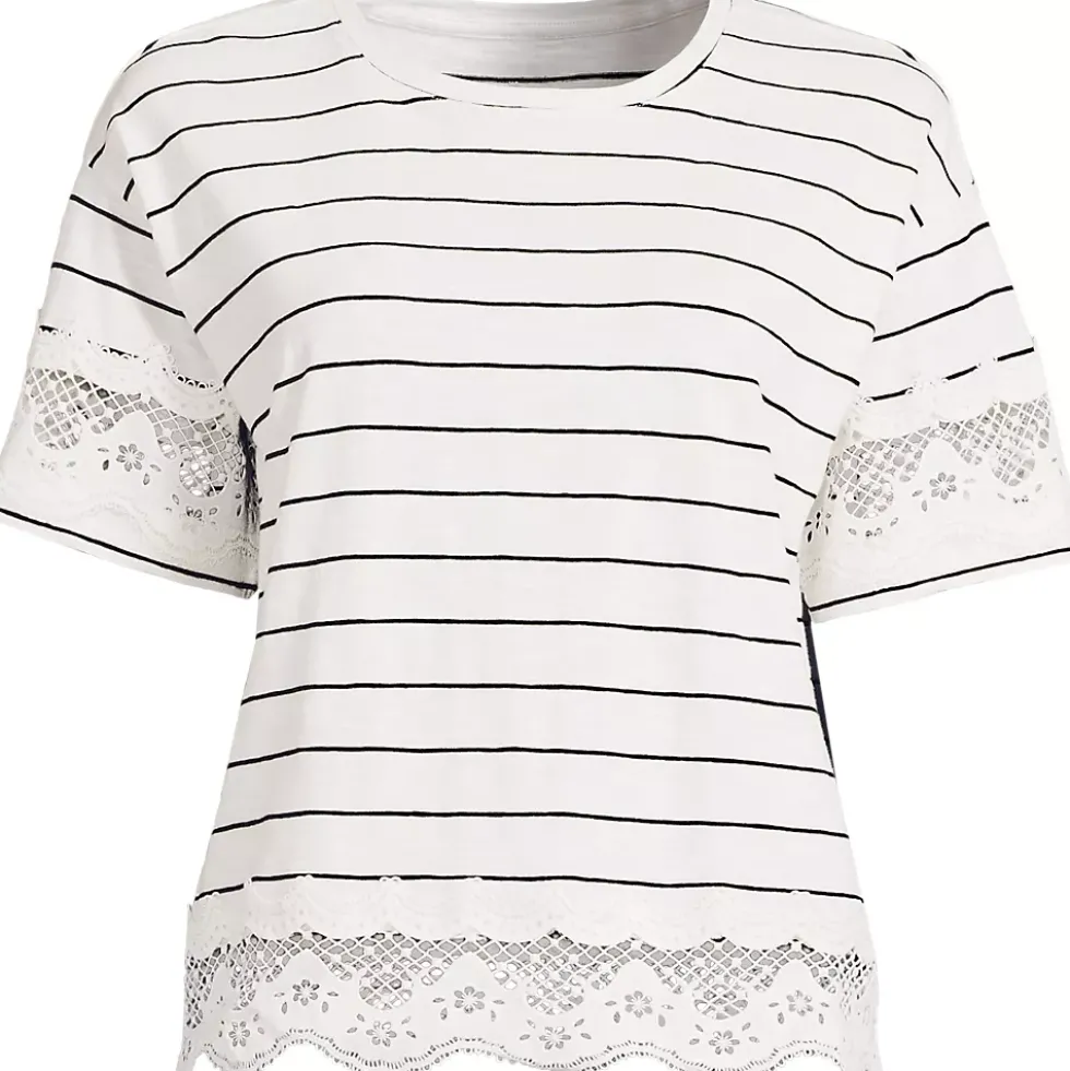 Women's Short Sleeve Slub Jersey Cutwork T-Shirt