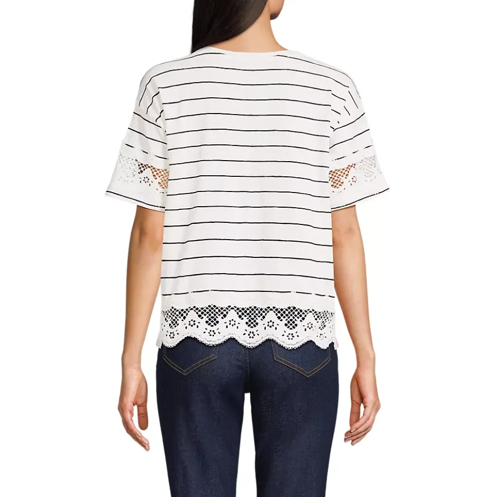 Women's Short Sleeve Slub Jersey Cutwork T-Shirt