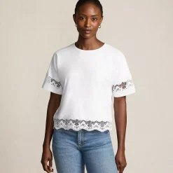 Women's Short Sleeve Slub Jersey Cutwork T-Shirt