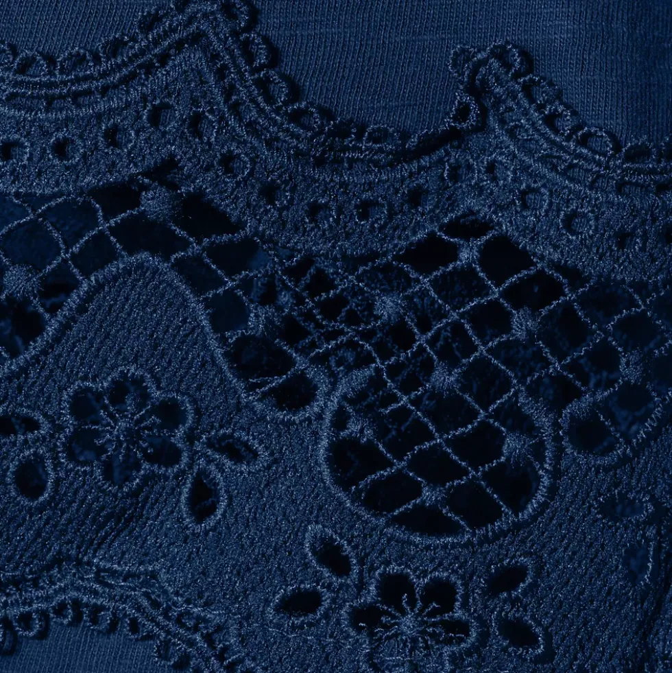 Women's Short Sleeve Slub Jersey Cutwork T-Shirt