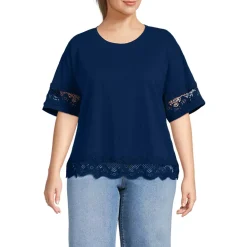 Women's Short Sleeve Slub Jersey Cutwork T-Shirt
