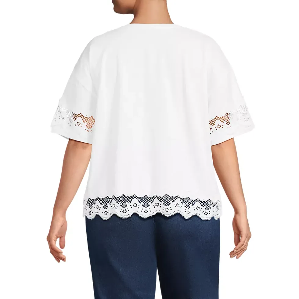 Women's Short Sleeve Slub Jersey Cutwork T-Shirt