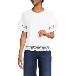 Women's Short Sleeve Slub Jersey Cutwork T-Shirt