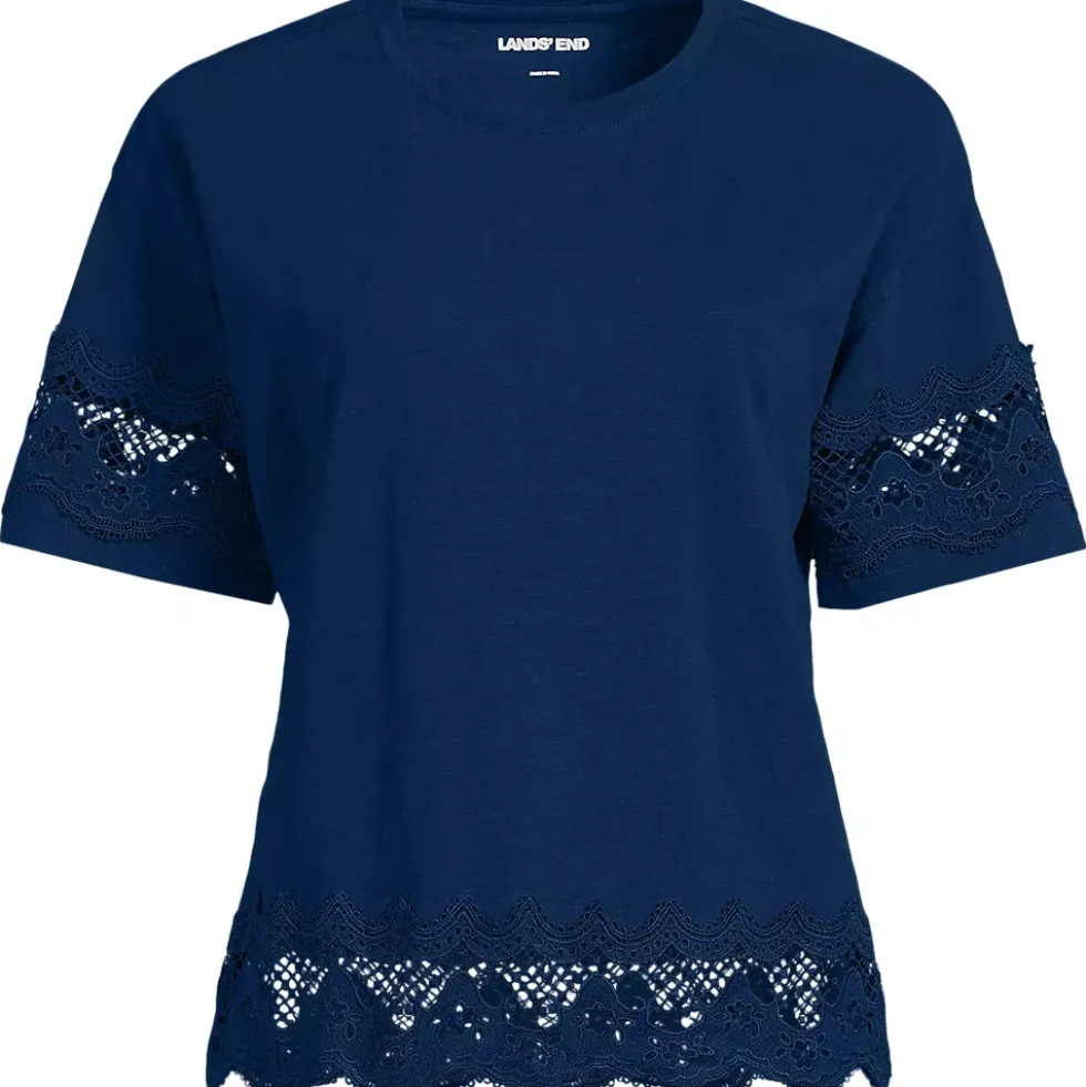 Women's Short Sleeve Slub Jersey Cutwork T-Shirt