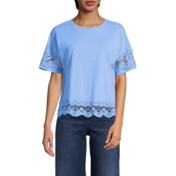 Women's Short Sleeve Slub Jersey Cutwork T-Shirt