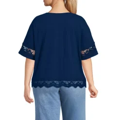Women's Short Sleeve Slub Jersey Cutwork T-Shirt