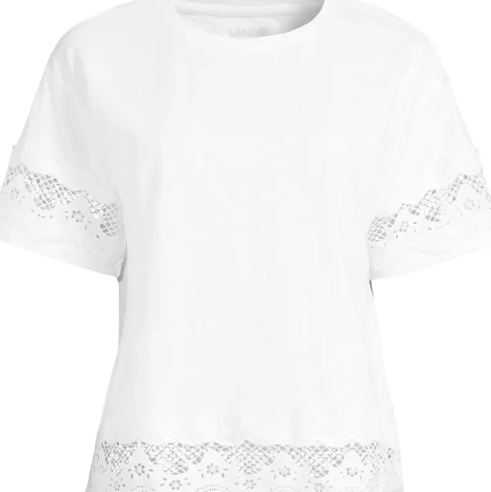 Women's Short Sleeve Slub Jersey Cutwork T-Shirt