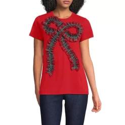 Women's Short Sleeve Supima Cotton Ruffle Bow T-Shirt