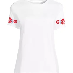 Women's Short Sleeve Supima Cotton Embroidered Crew Neck T Shirt