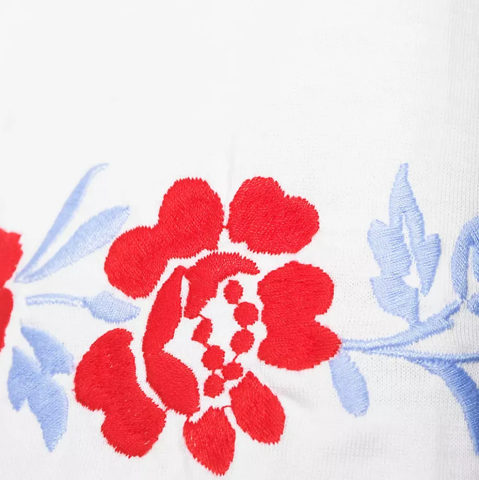 Women's Short Sleeve Supima Cotton Embroidered Crew Neck T Shirt