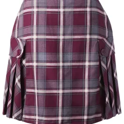 Women's Side Pleat Plaid Skort Above the Knee