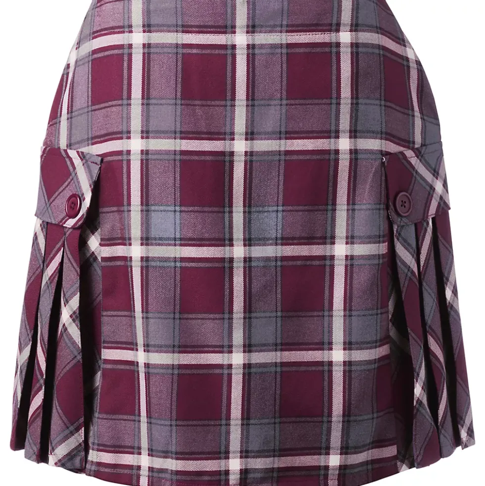 Women's Side Pleat Plaid Skort Above the Knee