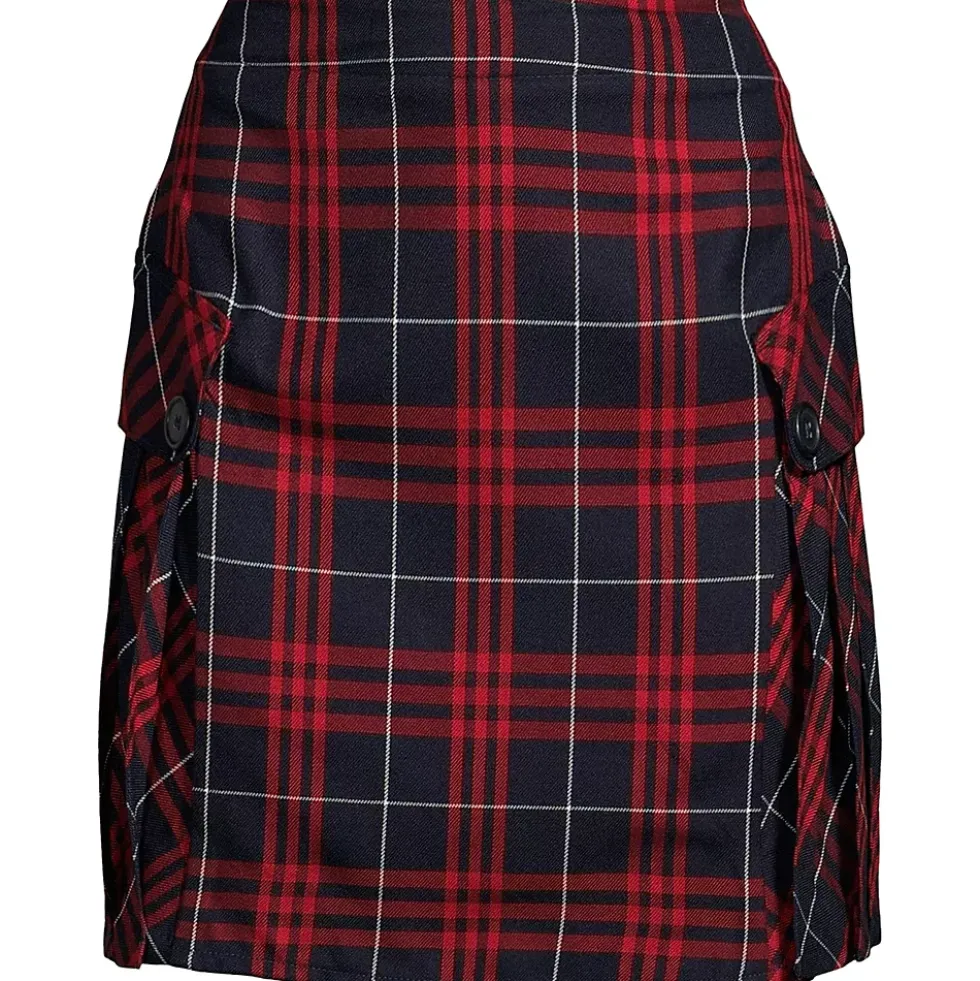 Women's Side Pleat Plaid Skort Above the Knee