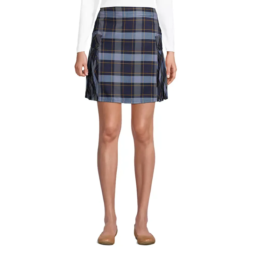 Women's Side Pleat Plaid Skort Above the Knee