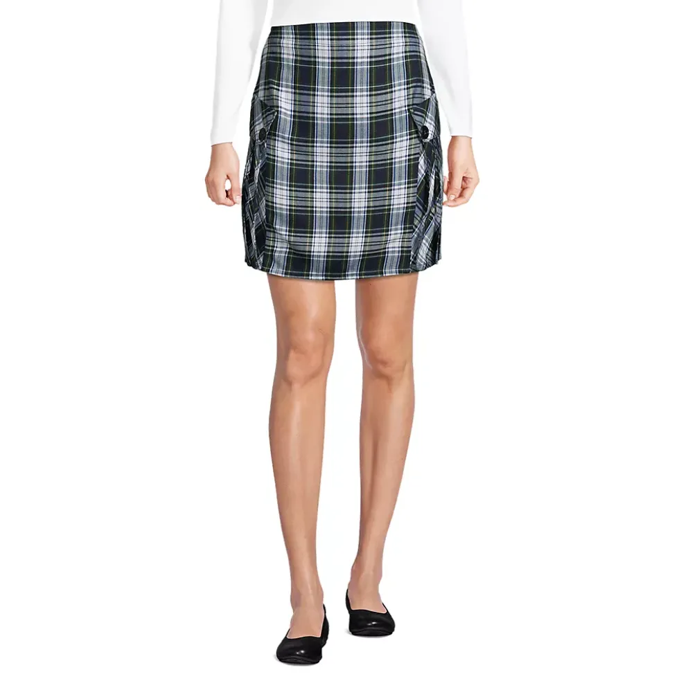 Women's Side Pleat Plaid Skort Above the Knee