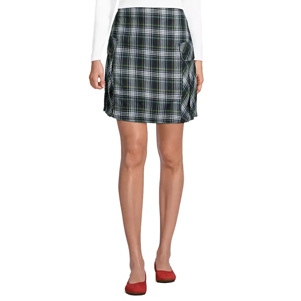 Women's Side Pleat Plaid Skort Above the Knee